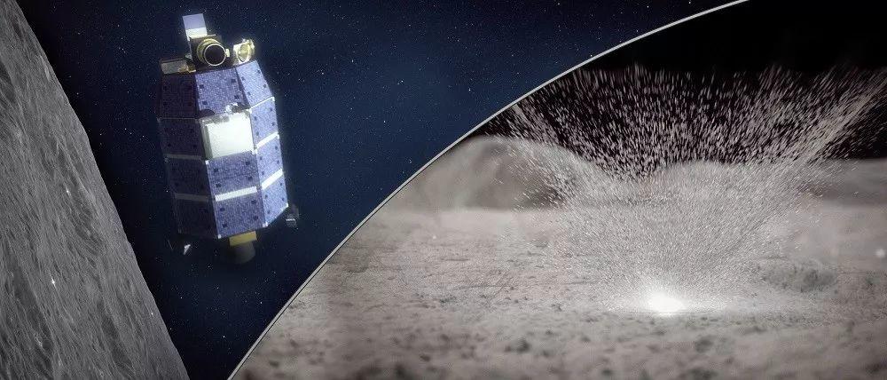 在流星的撞击下，月球表面出现了“喷泉”