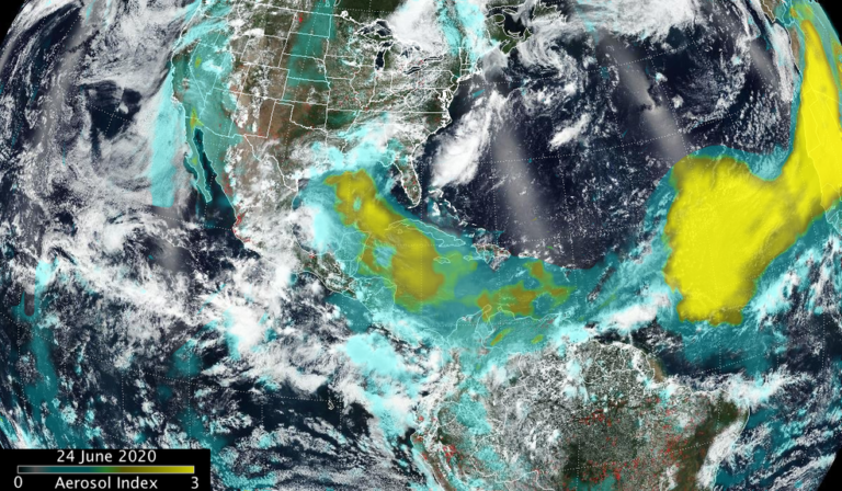 NASA-NOAA的Suomi NPP卫星分析了撒哈拉沙尘暴气溶胶层