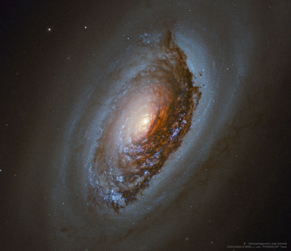 图为梅西耶64，黑眼星系。请参阅说明。