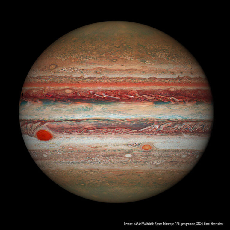 哈勃望远镜的木星和缩小的大红斑