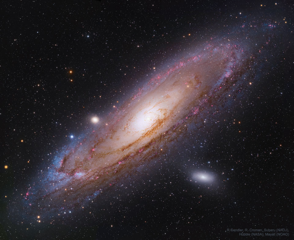 特色图片显示了离我们自己的银河系最近的主要星系：仙女座星系（M31）。请参阅说明以获取更多详细信息。